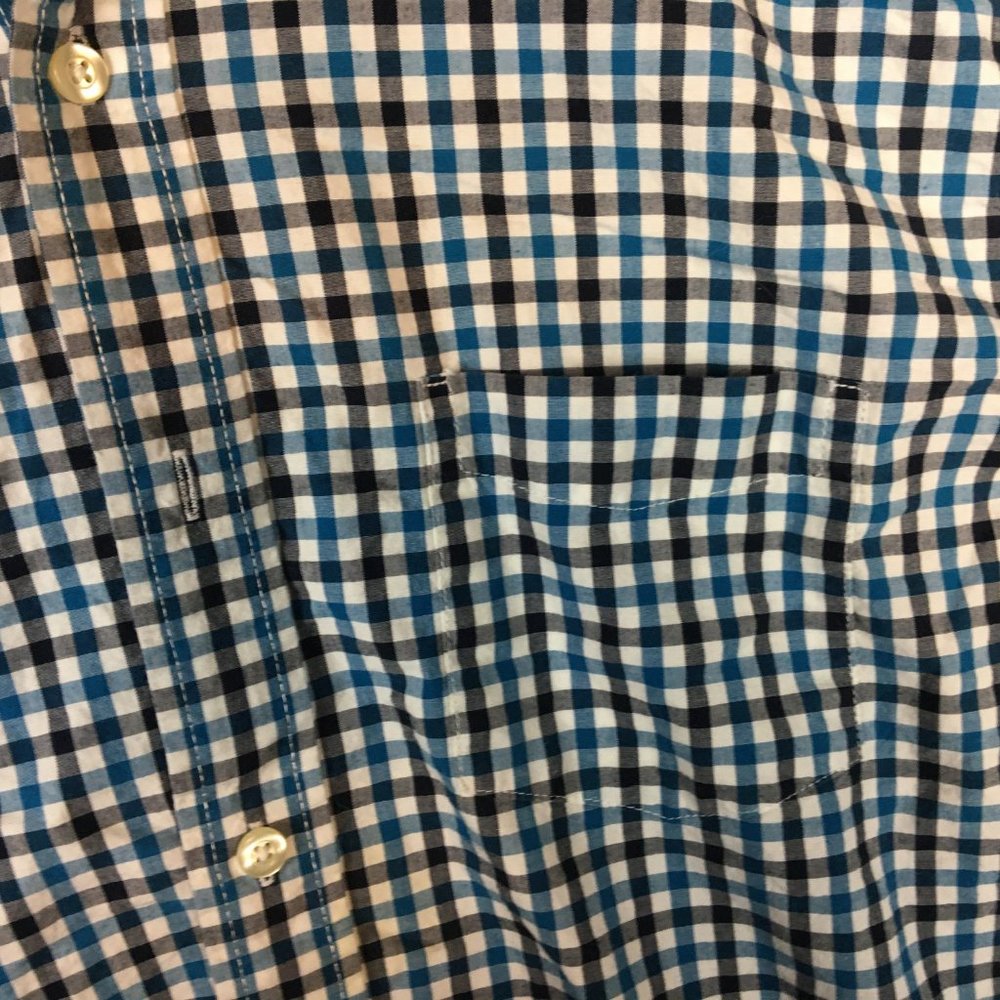 GAP Shirt L Mens Button Up 100 Cotton Long Sleeve Blue Tattersall Plaid Outlet - Picture 3 of 11